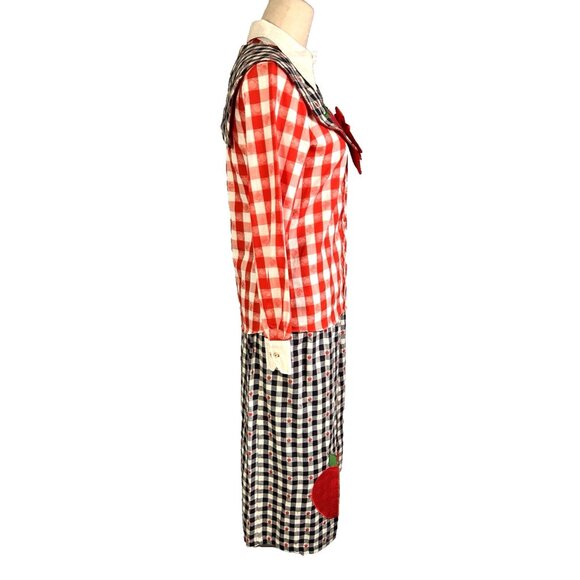 Vintage 70s Handmade Novelty Apples Gingham Set Deadstock JH Shirt Cottagecore - Picture 5 of 16